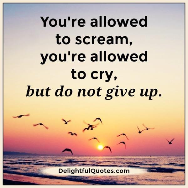You are allowed to cry, but don't give up