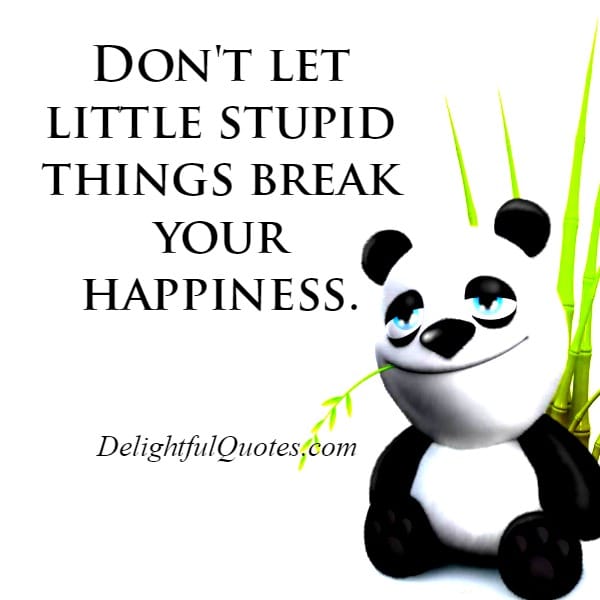 Don't let little stupid things break your happiness
