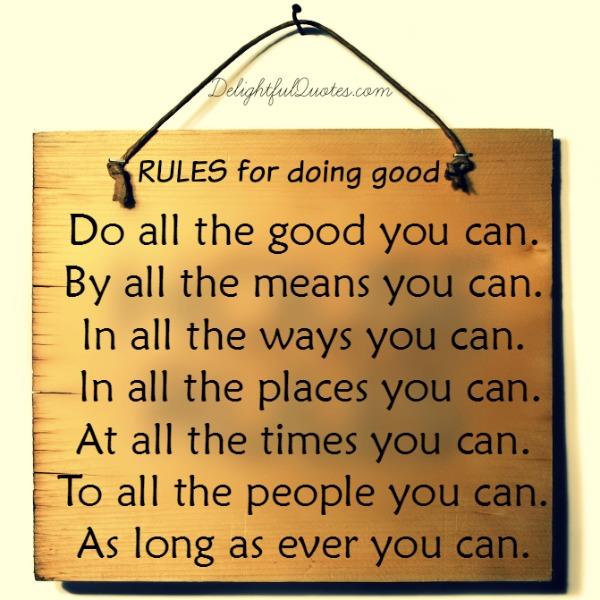 RULES for doing good