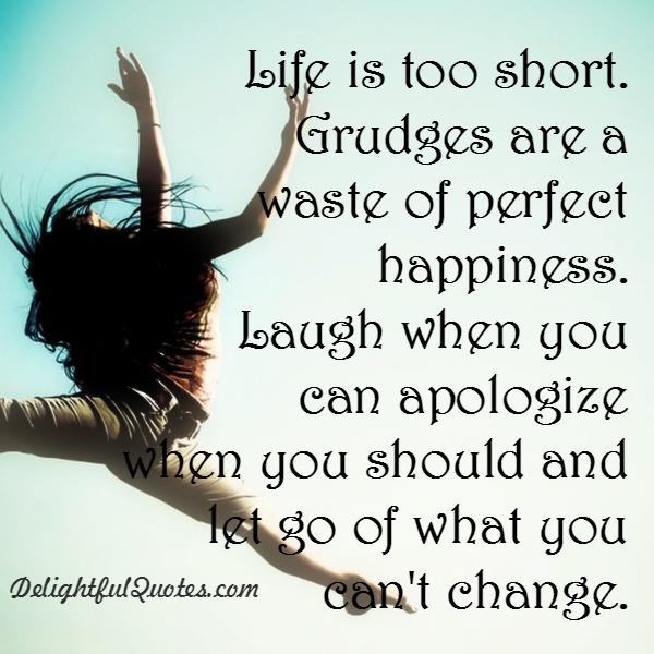 Grudges are a waste of perfect happiness